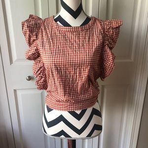 Checkered top with ruffles